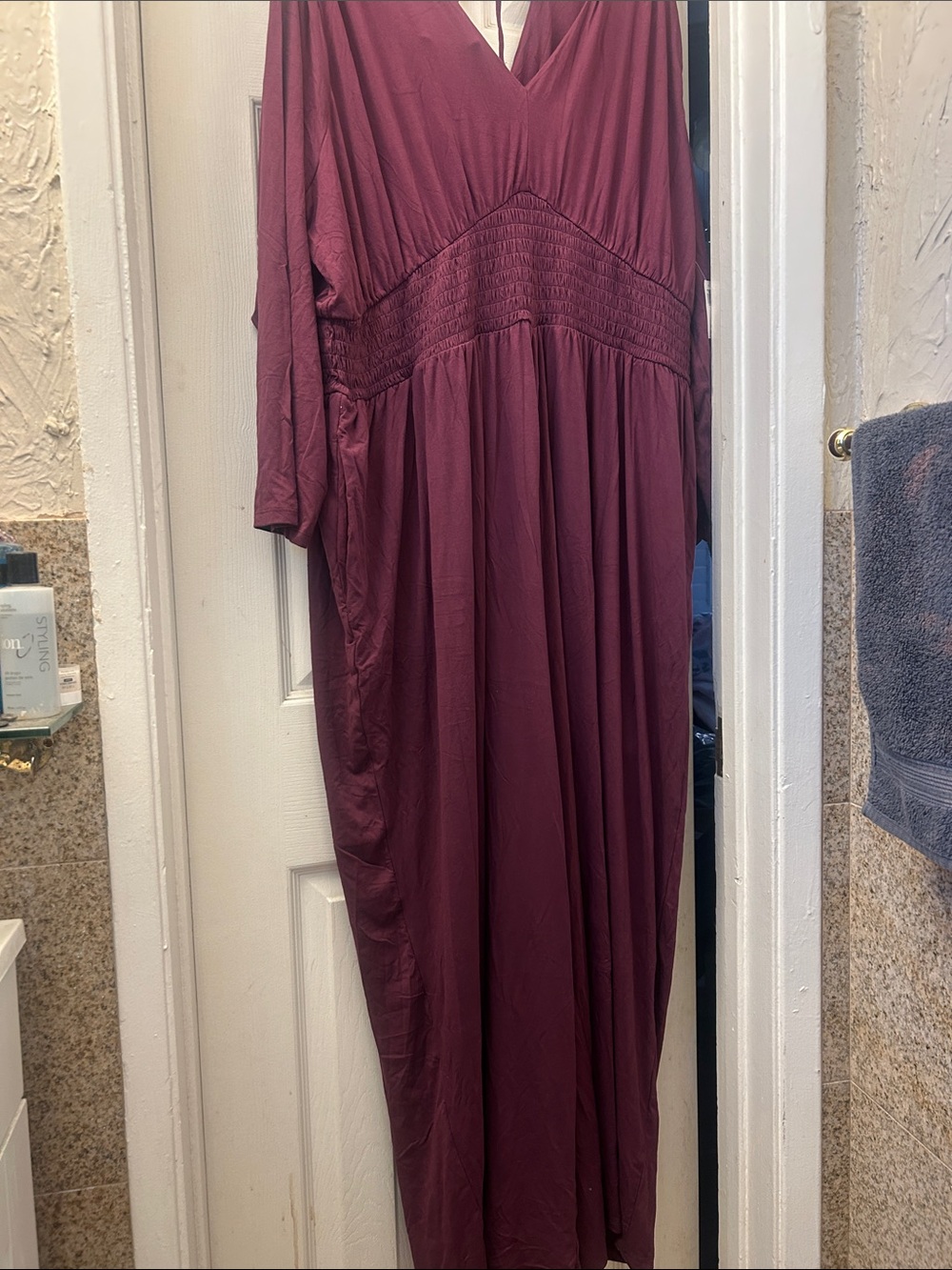 V-Neck Jumpsuit in Deep Burgundy